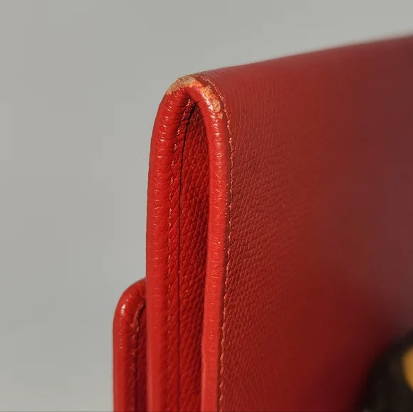 Vintage Chanel FULL INCLUSION Pre-Loved Red Calfskin Leather Clutch w/ AM Strap - Picture 7 of 16